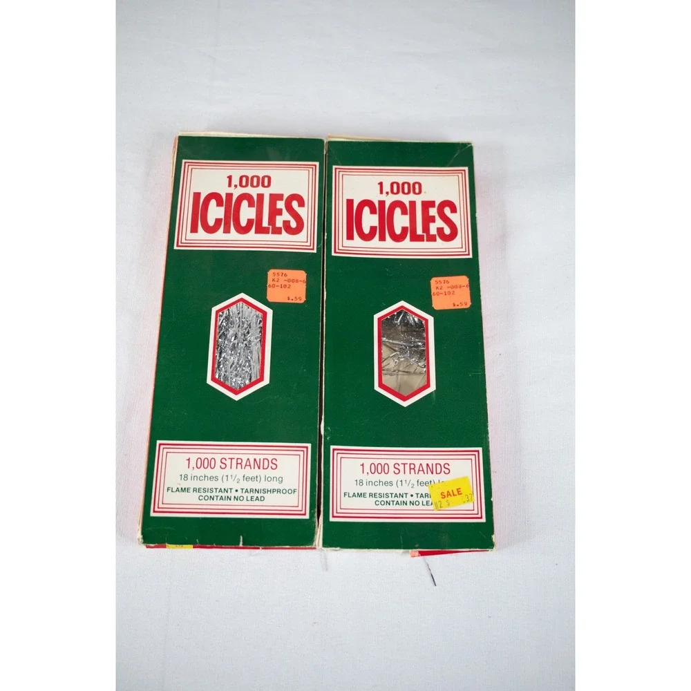 Essex Franke Vintage Christmas Icicles Tinsel Silver 1000 Strands 2 boxes